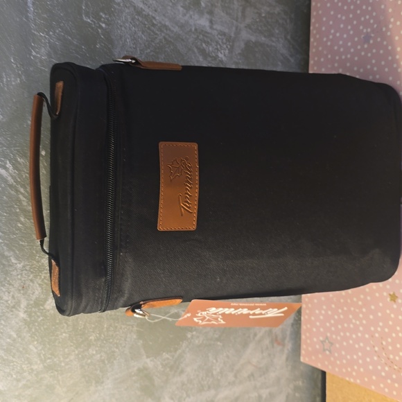 Tirrinia 2 Bottle Insulated Wine  Tote Padded Cooler Bag Black New - Picture 7 of 7